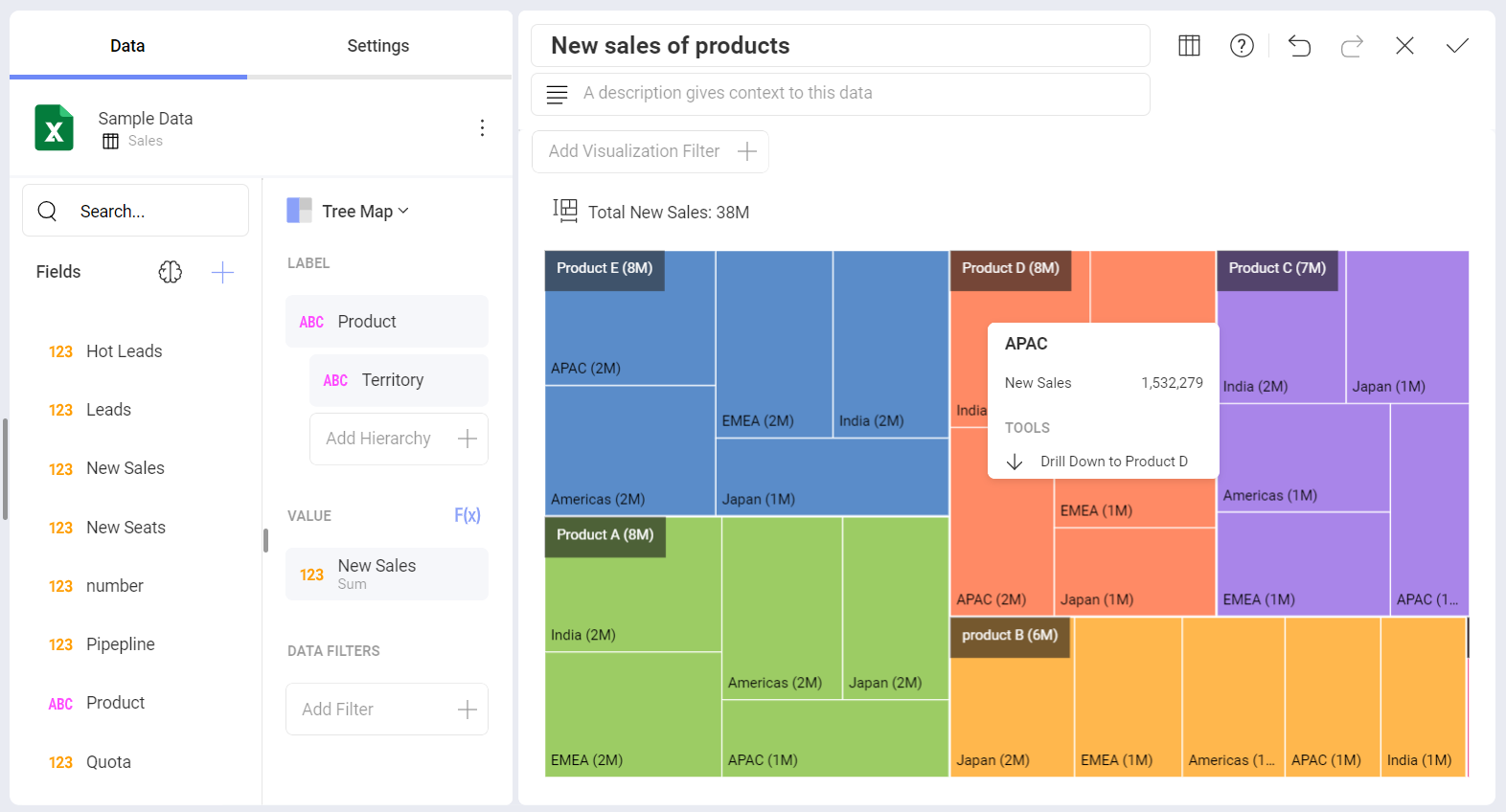 Tooltip in a treemap