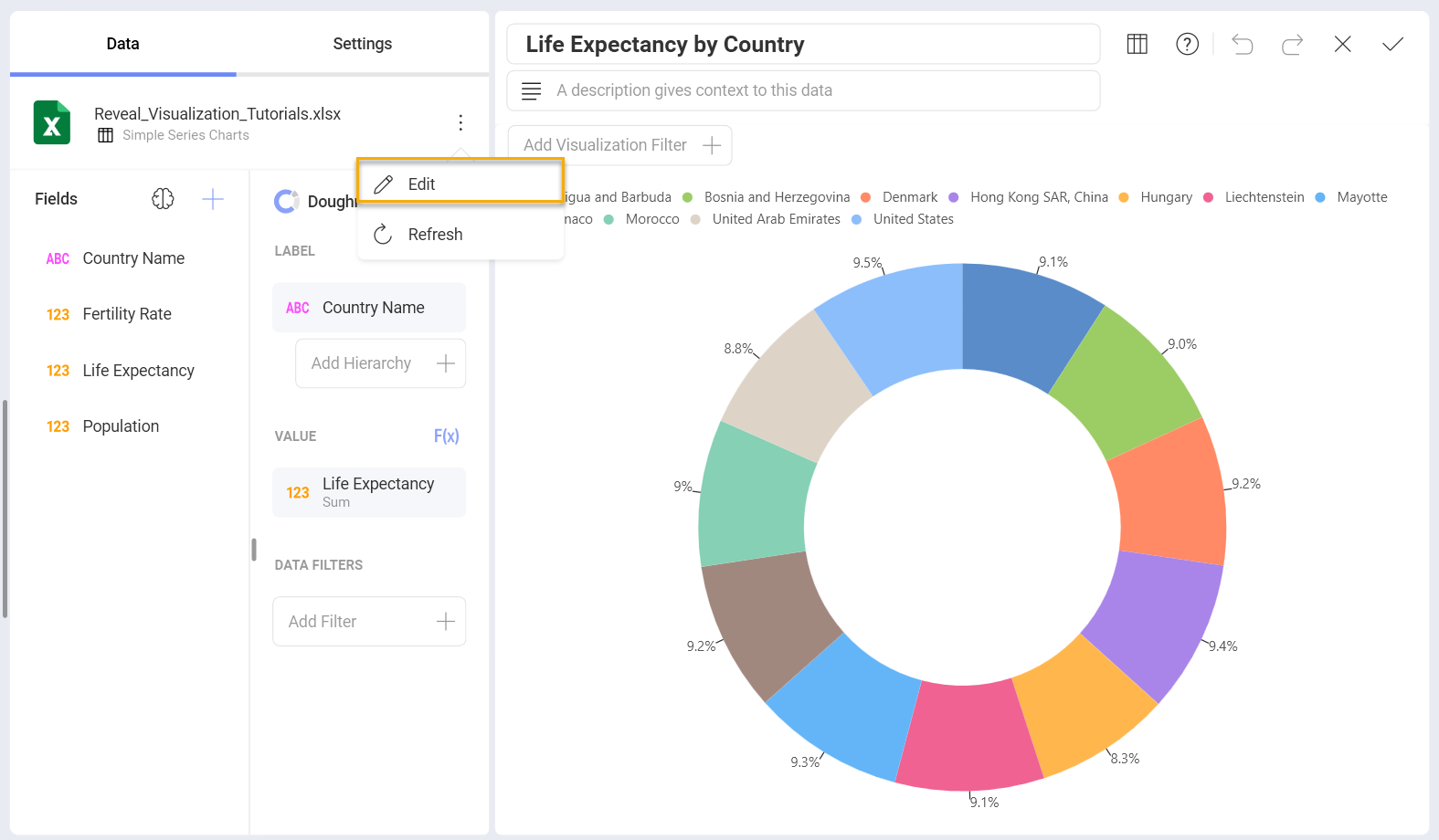 Edit option of current data source