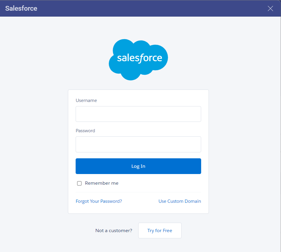 Salesforce login prompt