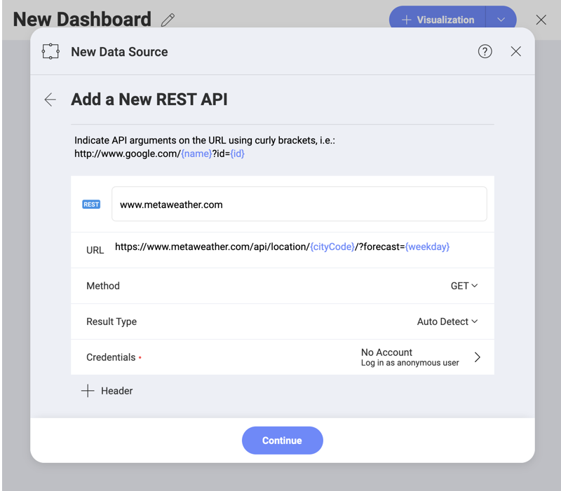 Set up Rest API parameters