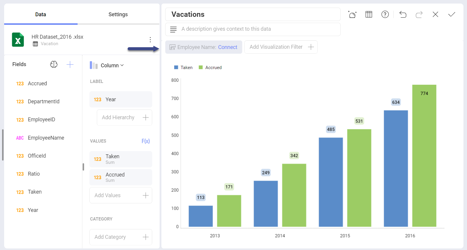 Dashboard filters in the Visualization Editor