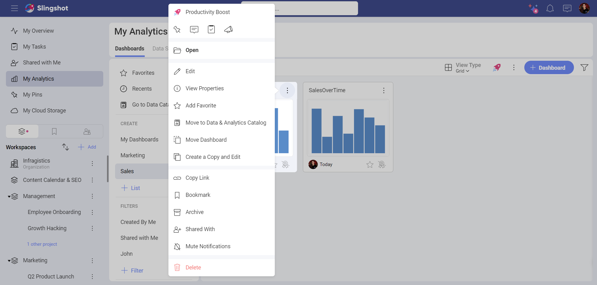 Data Catalog dashboard overflow within Slingshot