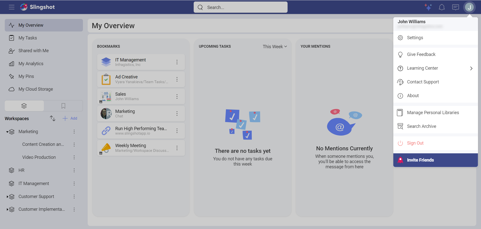 Manage Personal Libraries in the user settings