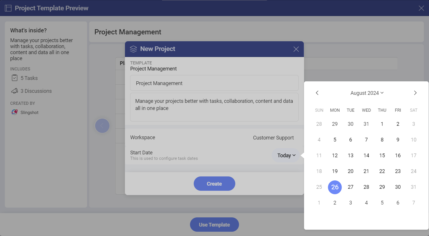 Create a new project from a template